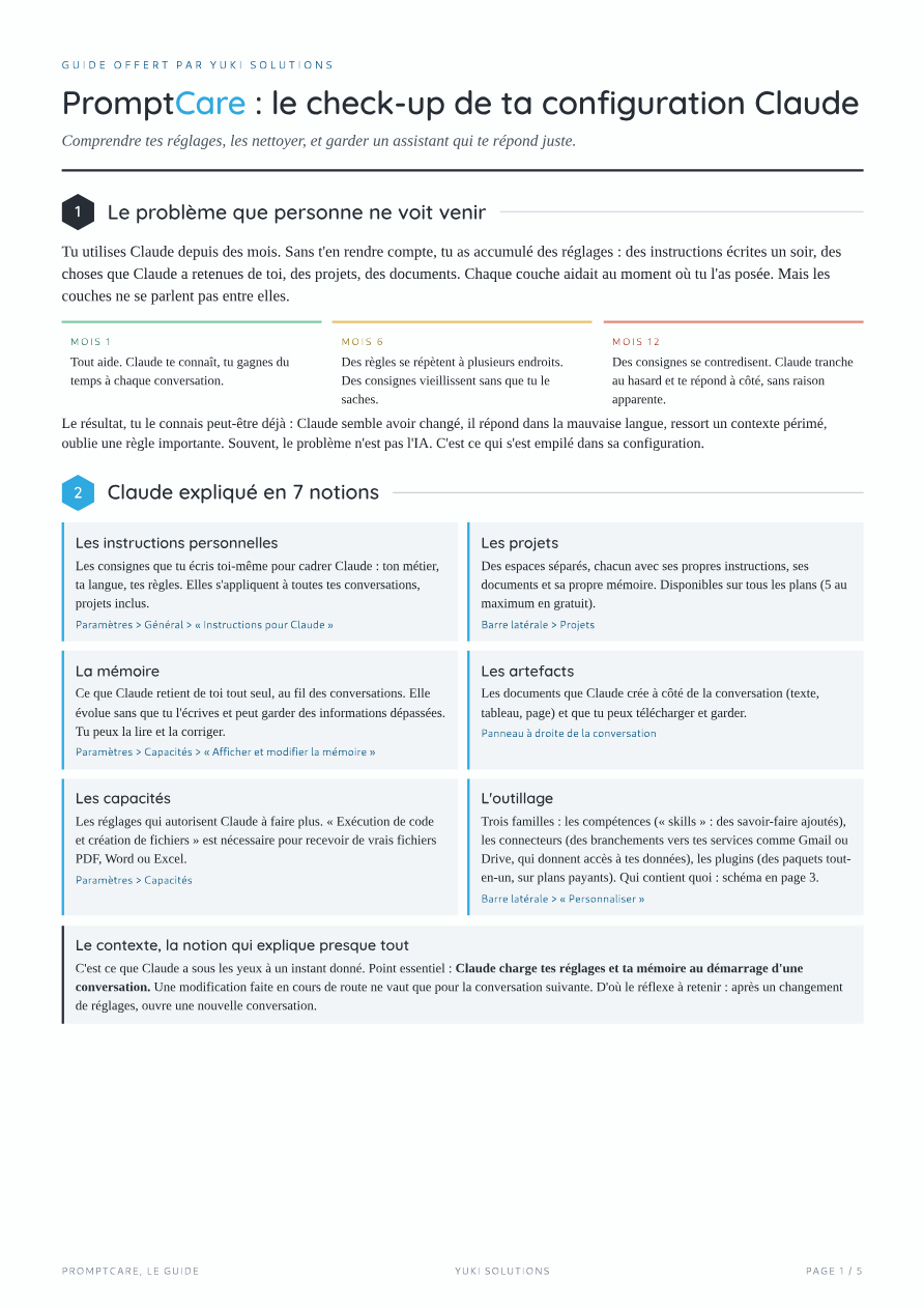 Aperçu de la première page du guide PromptCare